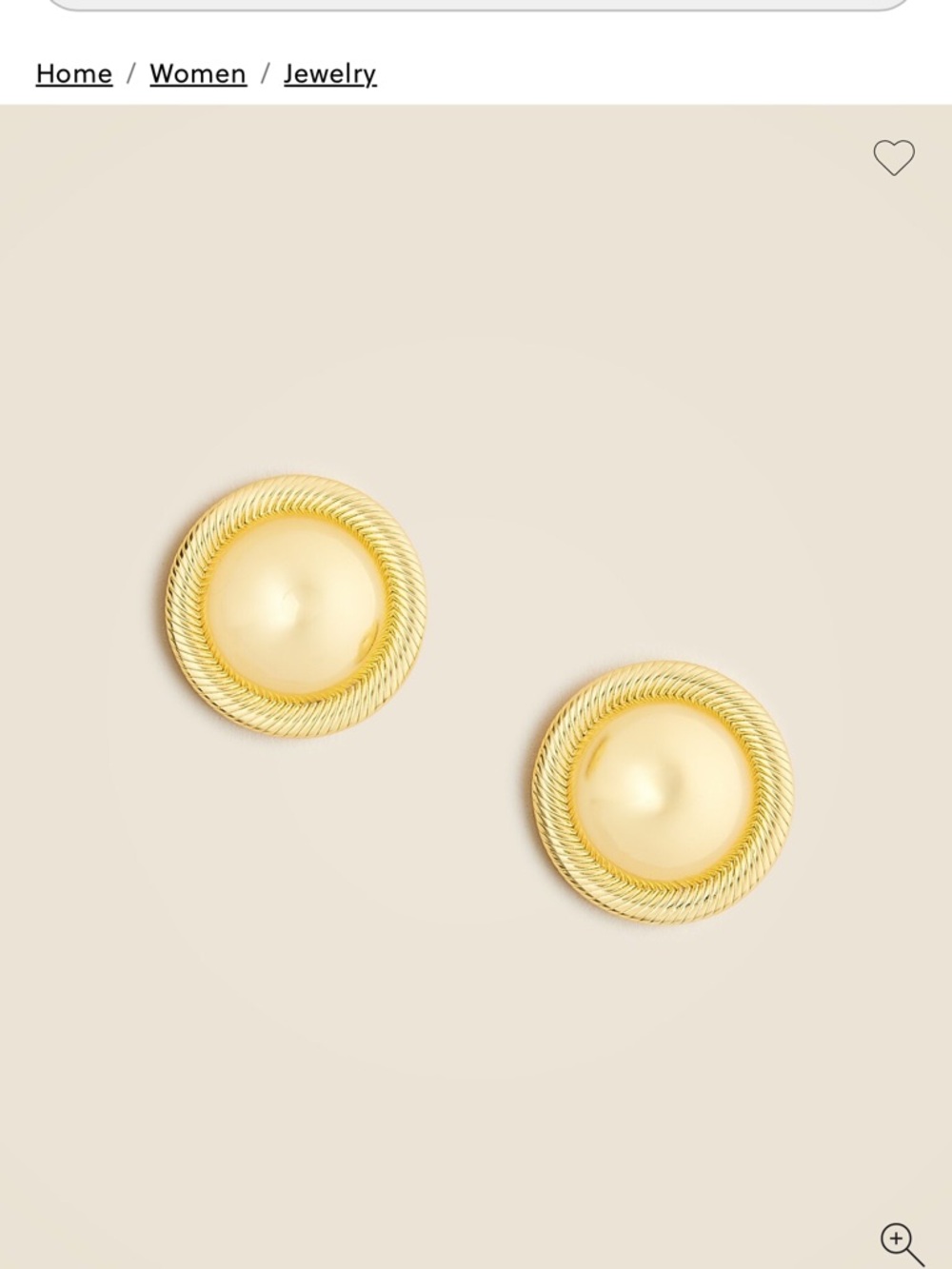 J Crew Classic Gold-Tone Dome Rope Edge Stud Earrings